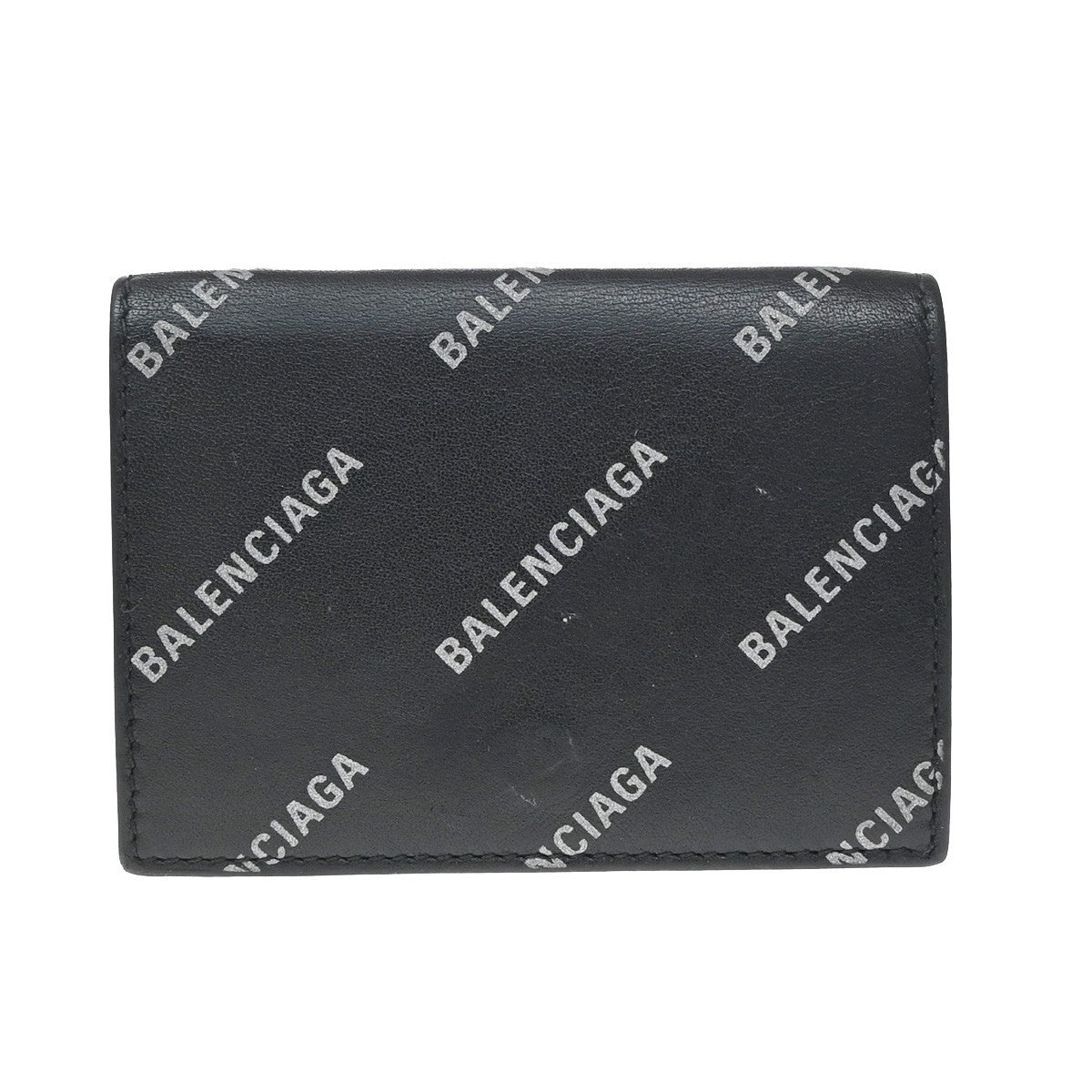 Balenciaga Logo Trifold Wallet Leather Mini