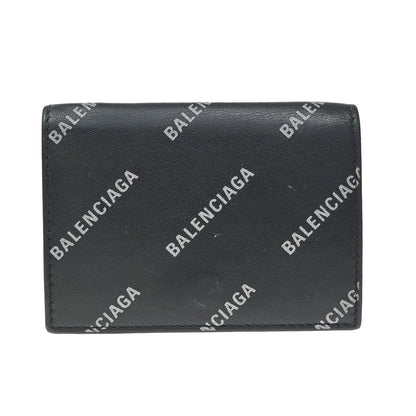 Balenciaga Logo Trifold Wallet Leather Mini