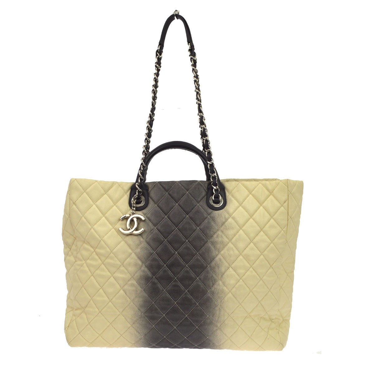 Chanel CC Charm Shopping Quilted Ombre Caviar Large