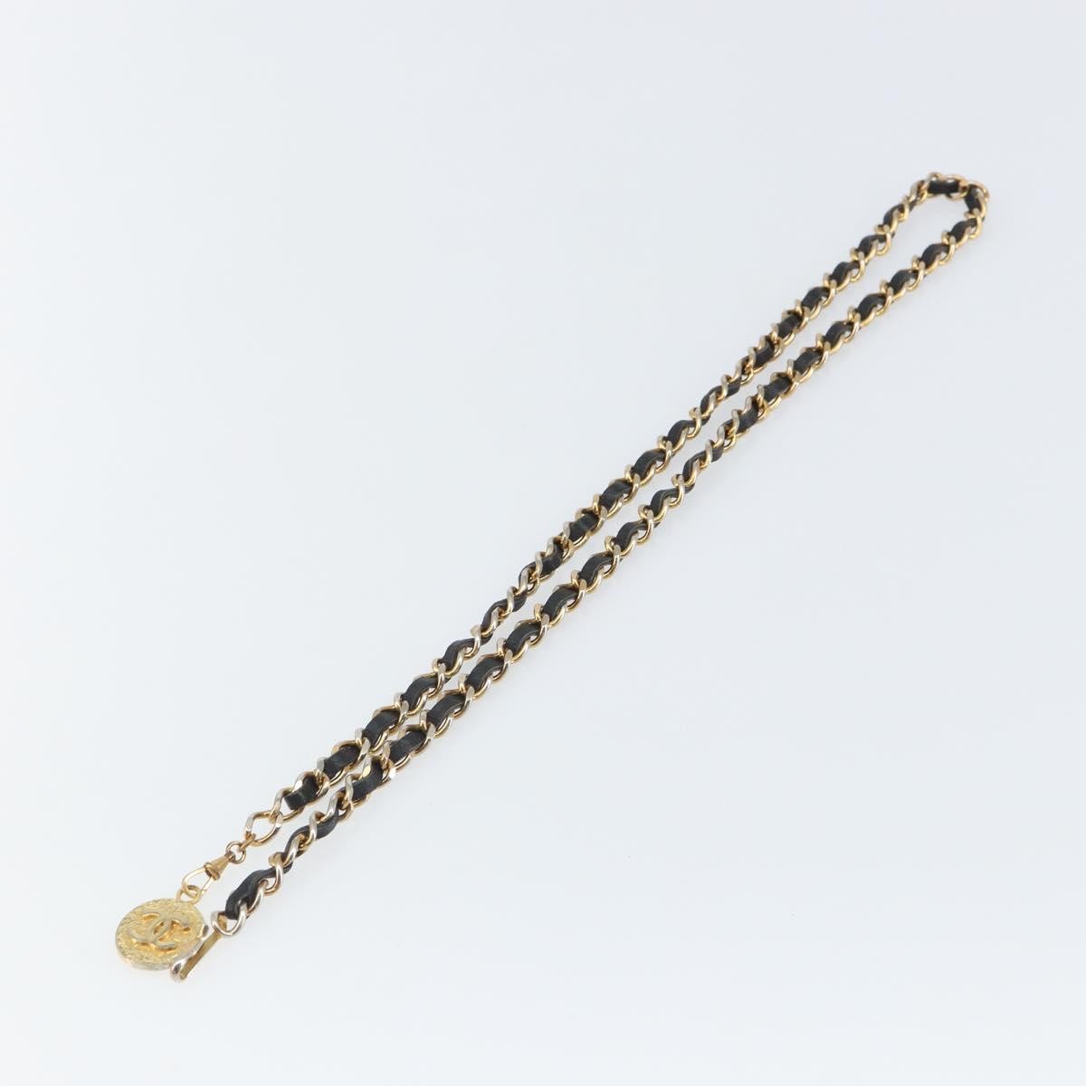 Chanel Vintage Logo Chain Belt Metal and Leather Product Image