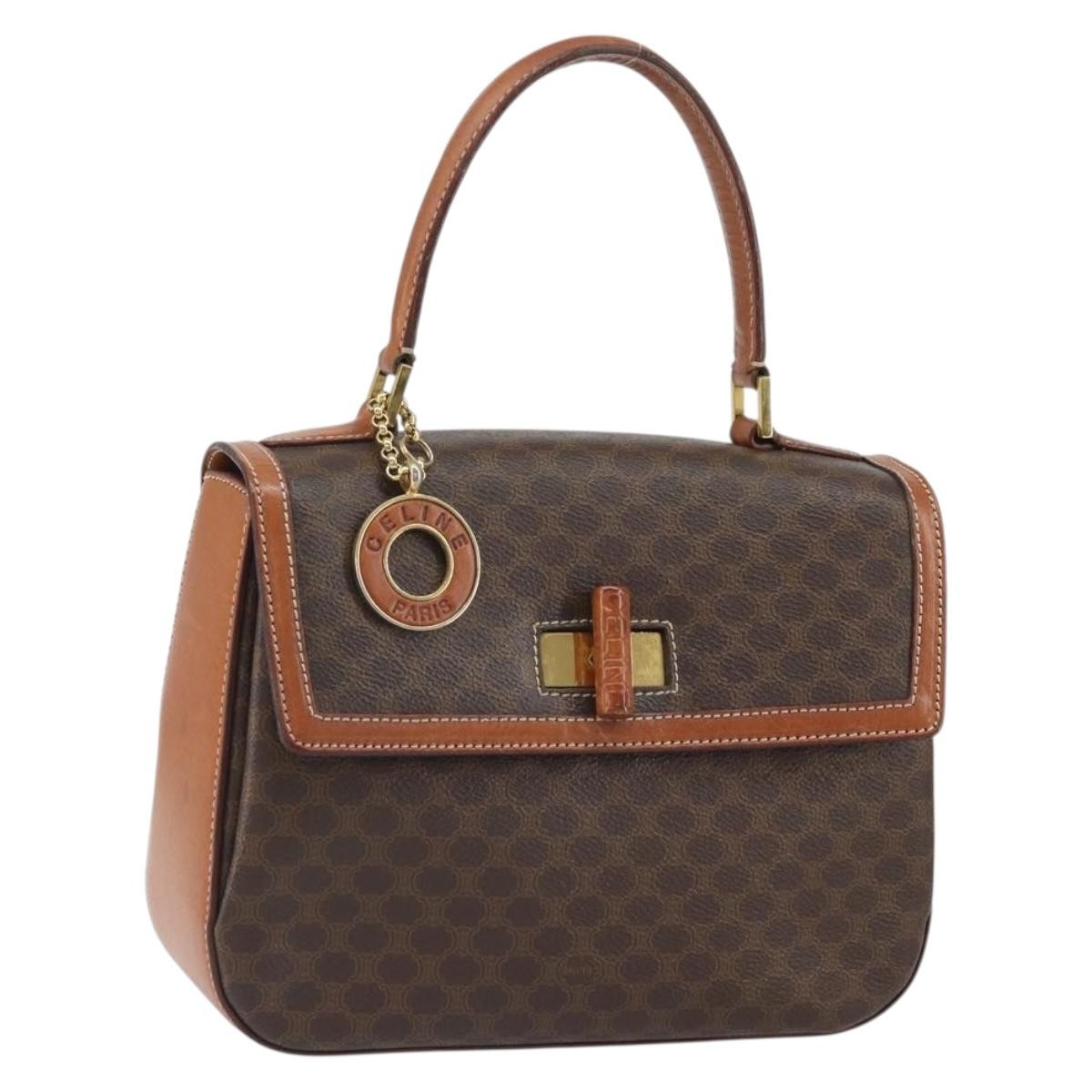 Celine Vintage Convertible Top Handle Bag Macadam Coated Canvas Medium