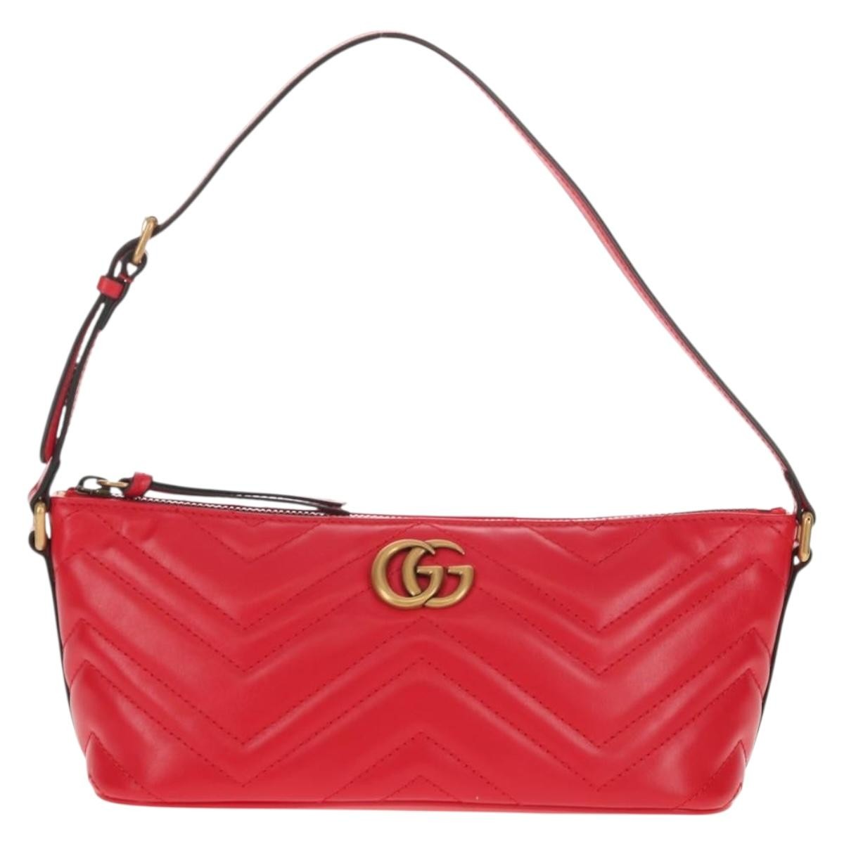 Gucci GG Marmont Pochette Shoulder Bag Matelasse Leather Small