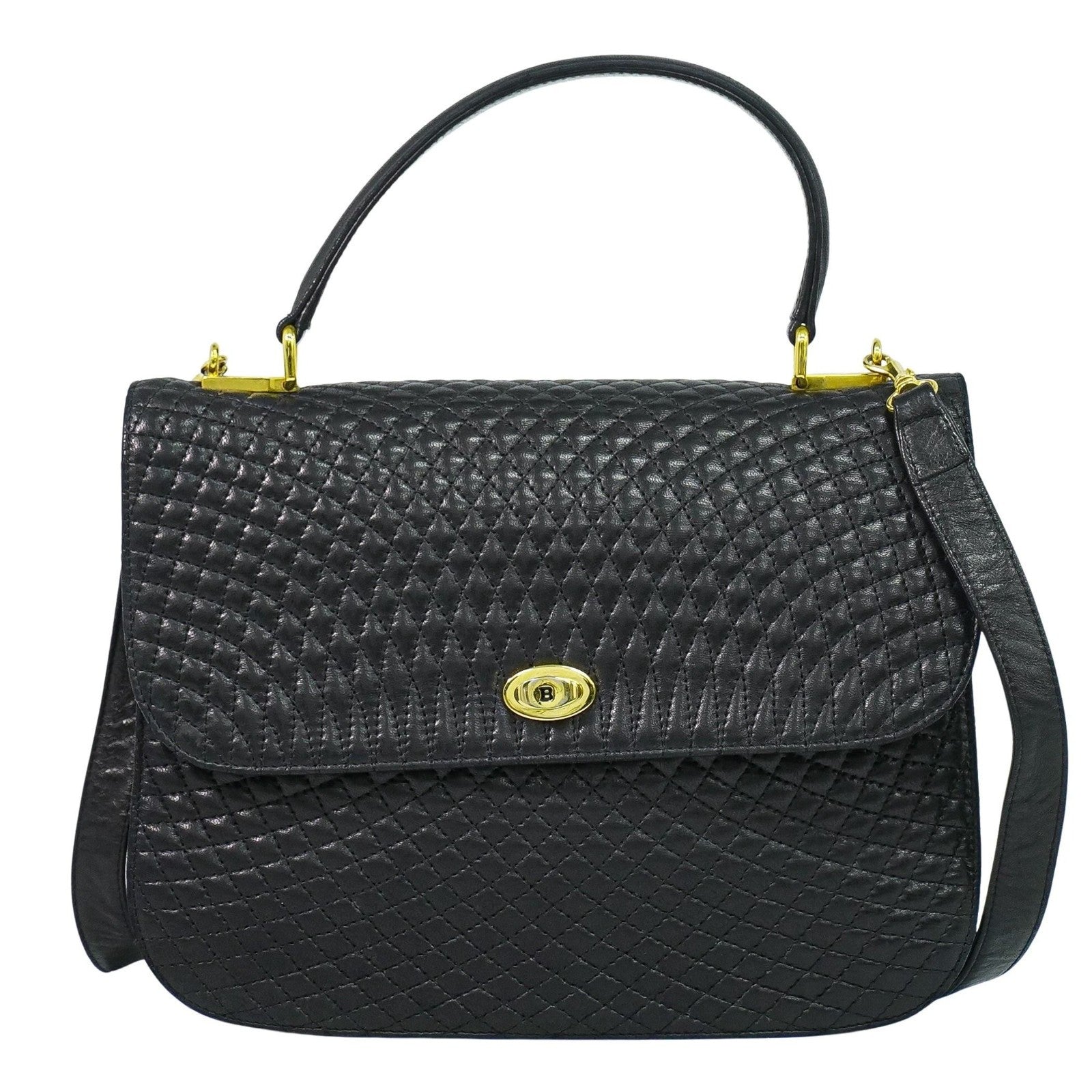 Bally Vintage Handbag Quilted Leather Product Image