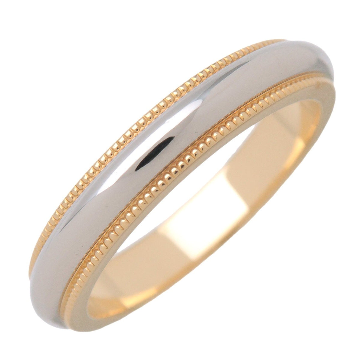 Tiffany & Co. Two-Tone Milgrain Wedding Band Platinum and 18K Yellow Gold Narrow