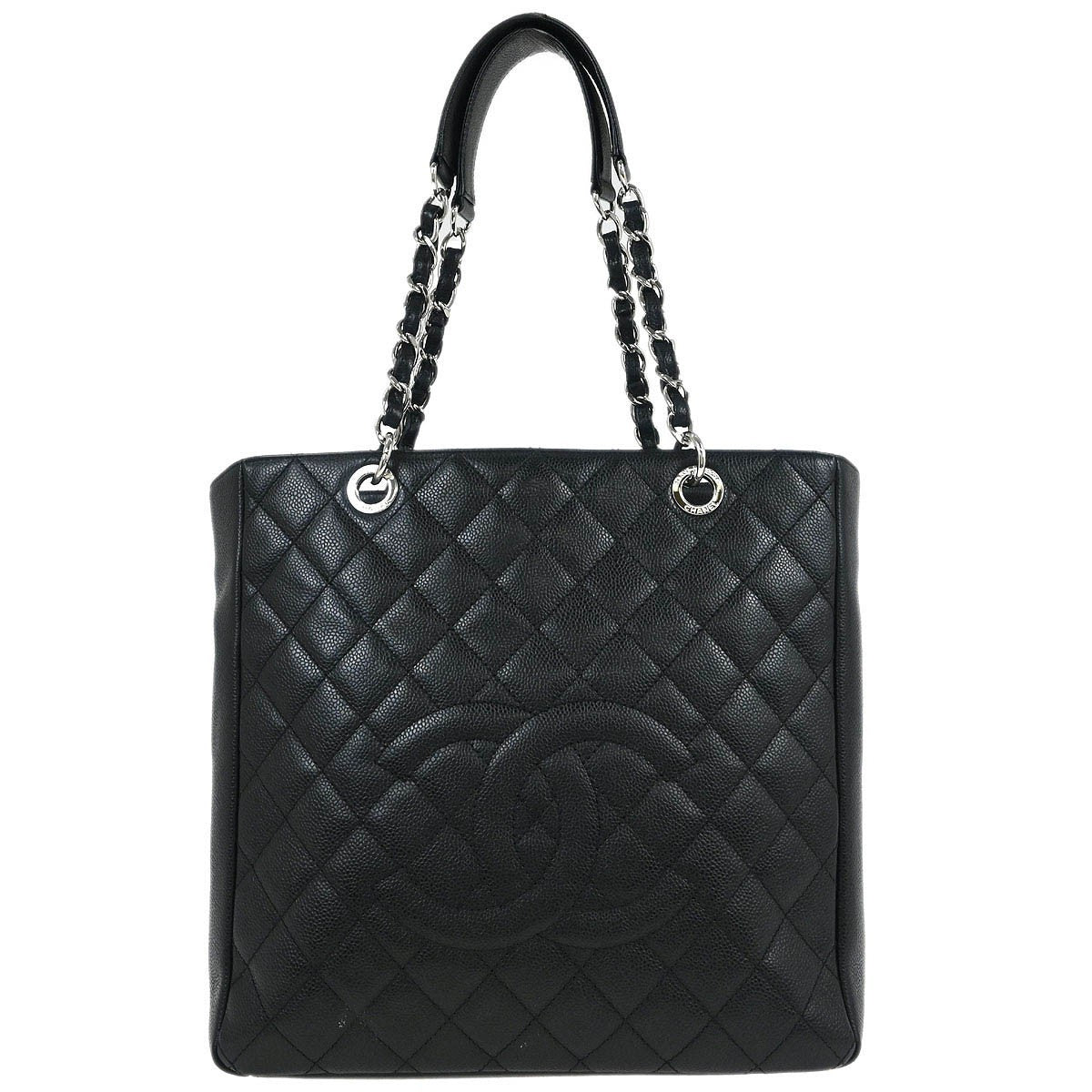 Chanel Petite Shopping Tote Quilted Caviar Large