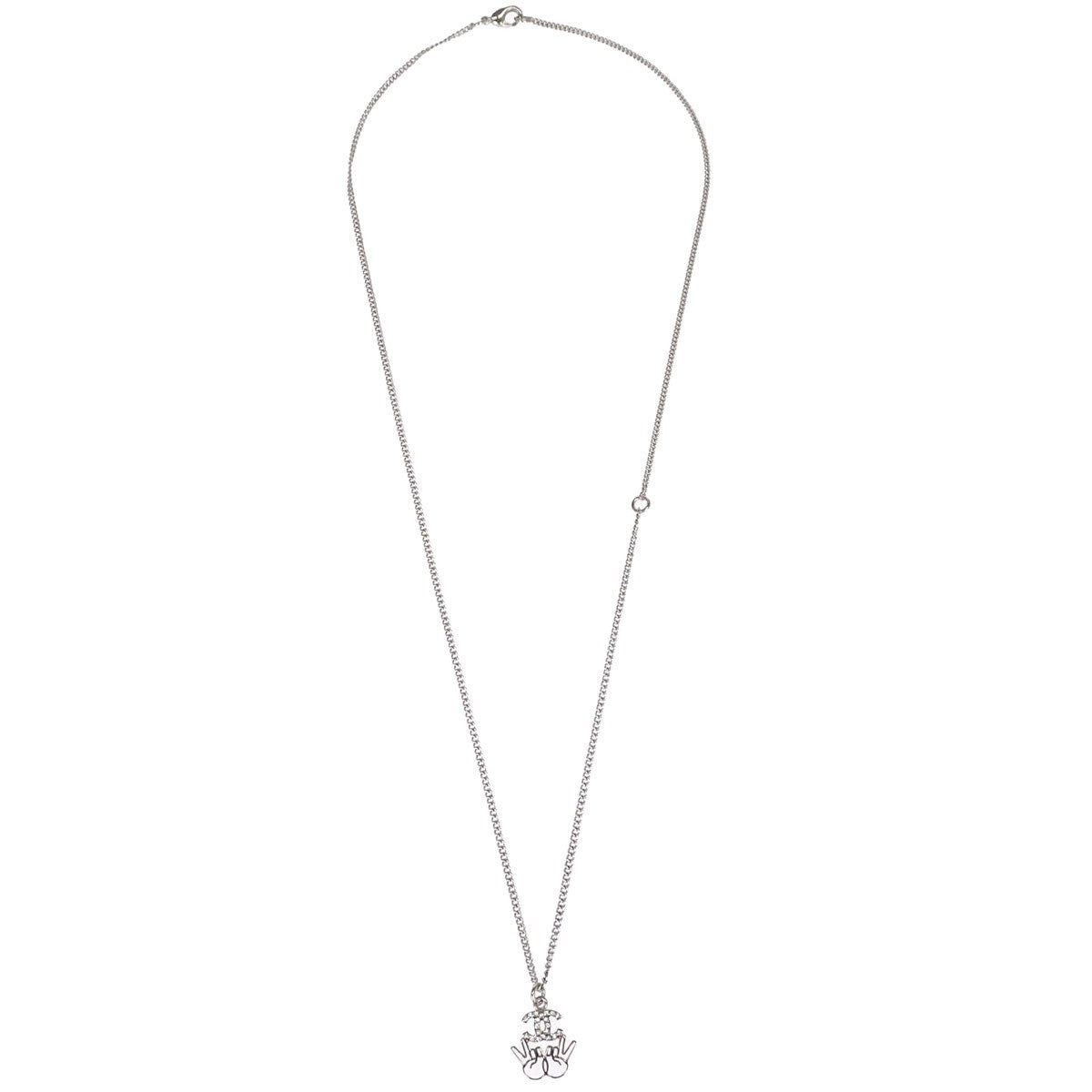 Chanel Vintage CC Logo Chain Charm Pendant silver plated Product Image