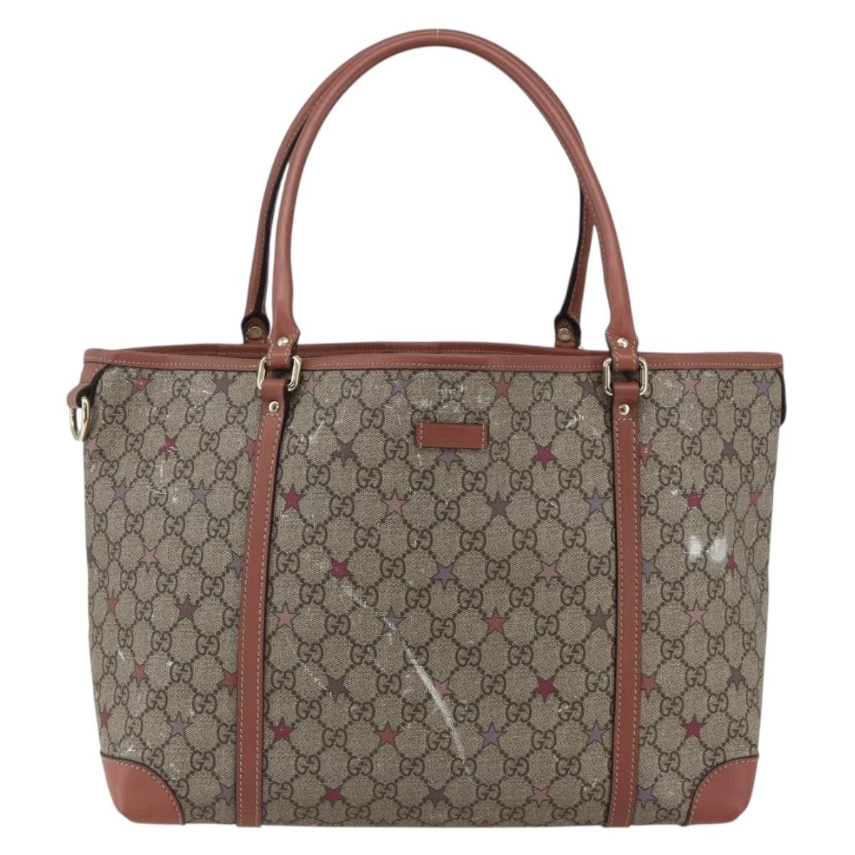 Gucci Joy Plus Tote GG Coated Canvas with Leather Large
