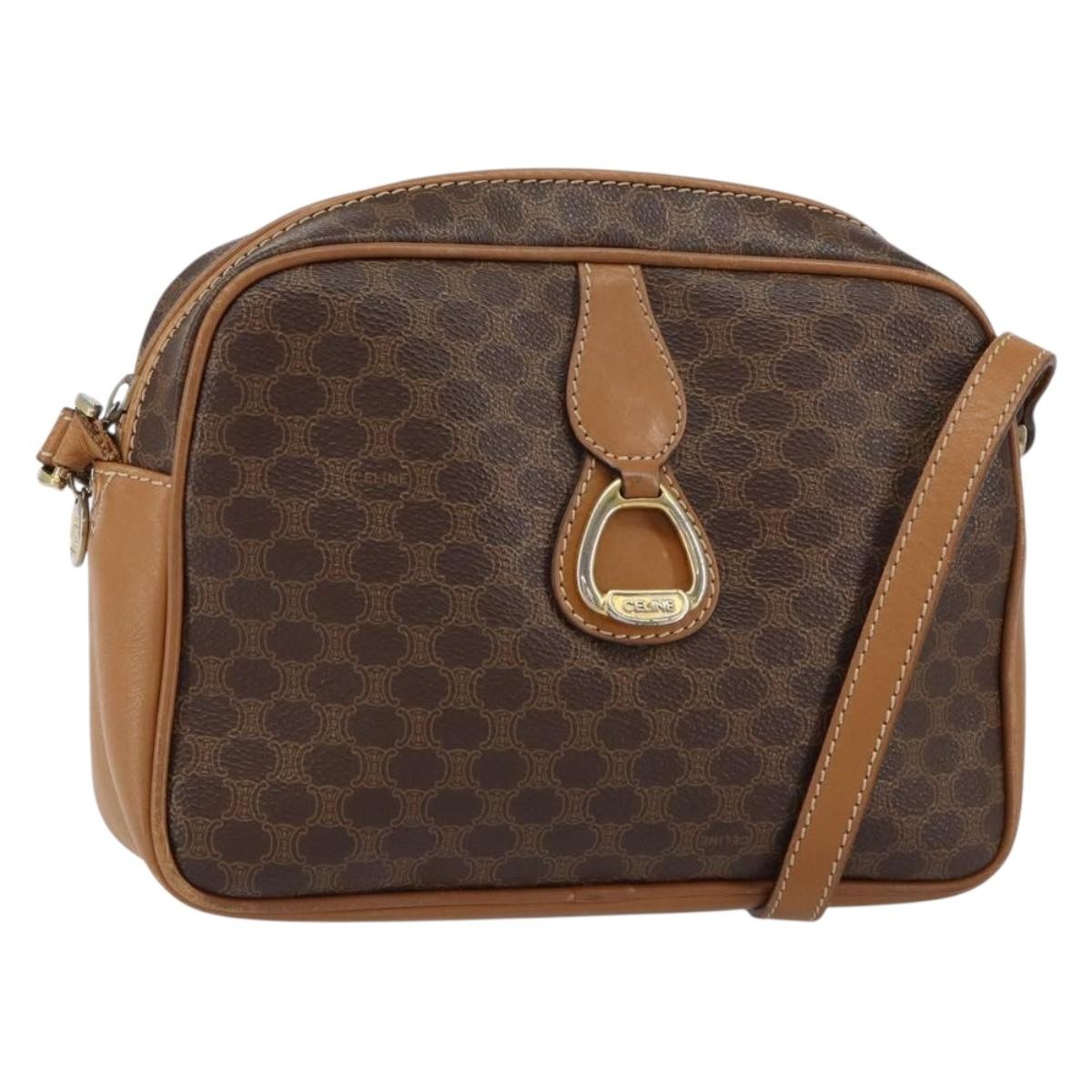 Celine Vintage Macadam Shoulder Bag Canvas and Leather Product Image