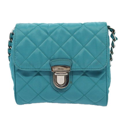 Prada Pushlock Chain Flap Bag Quilted Tessuto Mini