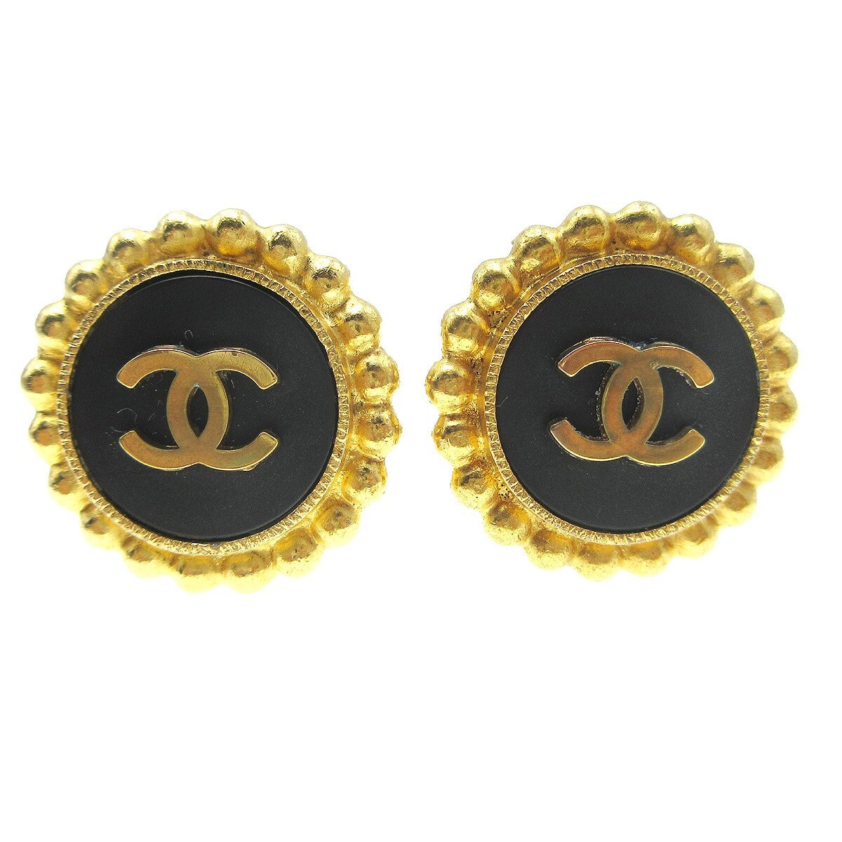 Chanel CC Round Stud Metal and Enamel Product Image