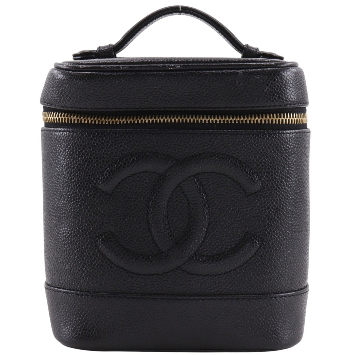 Chanel Vintage Timeless Cosmetic Case Caviar Tall