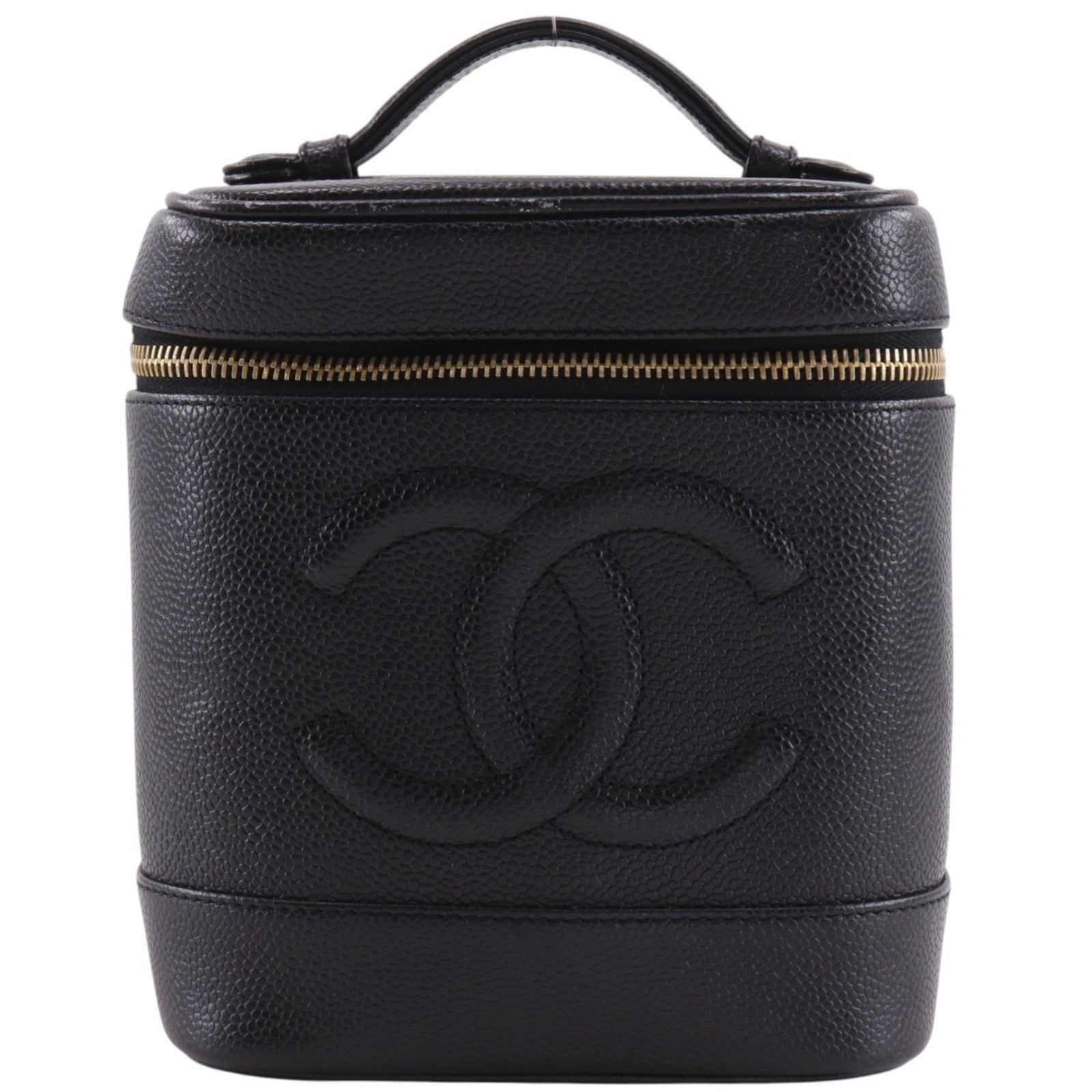 Chanel Vintage Timeless Cosmetic Case Caviar Tall