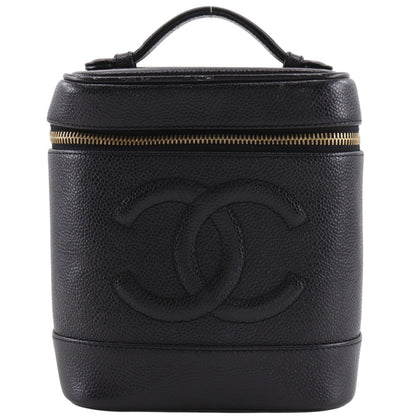 Chanel Vintage Timeless Cosmetic Case Caviar Tall