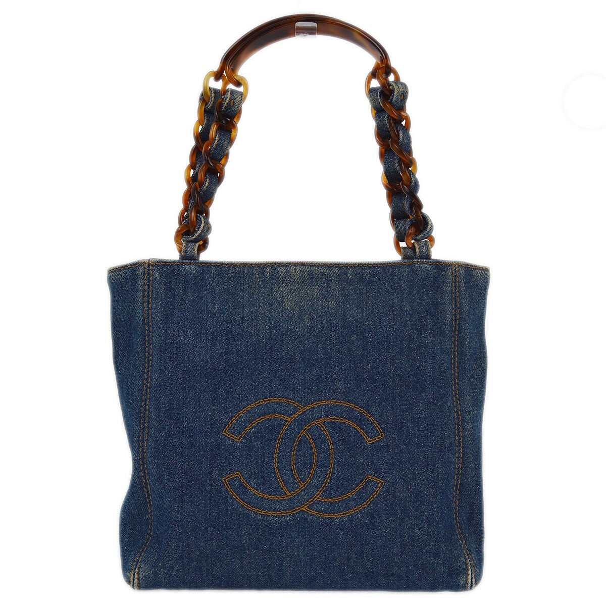 Chanel Vintage Resin Chain Tote Denim Small