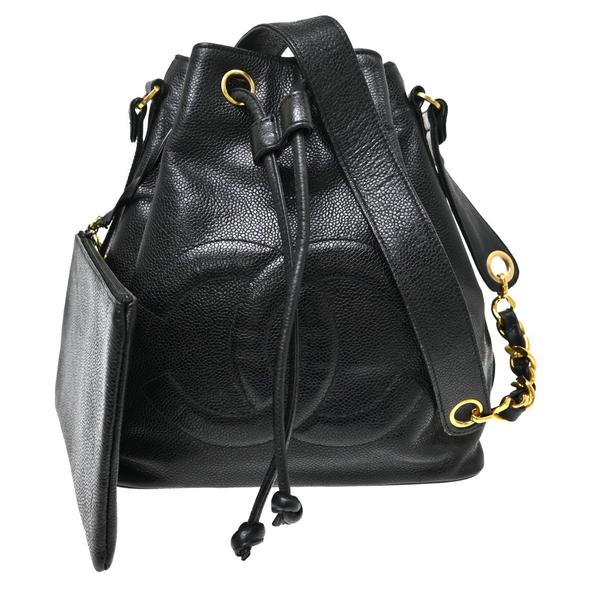 Chanel Vintage CC Drawstring Chain Leather Small
