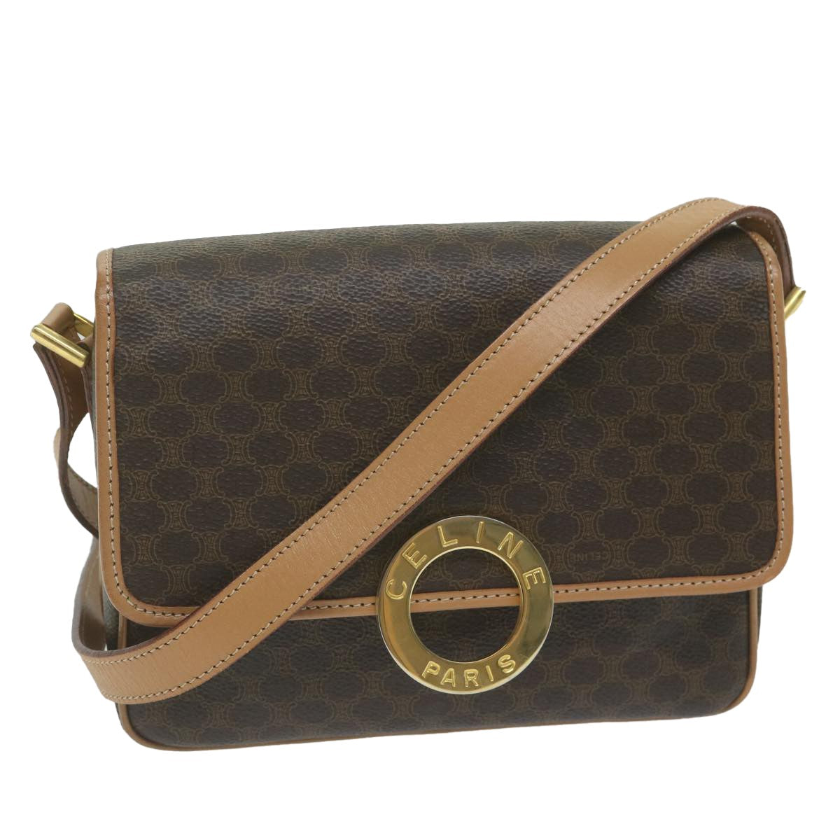 Celine Vintage Macadam Circle Logo Canvas and Leather Product Image