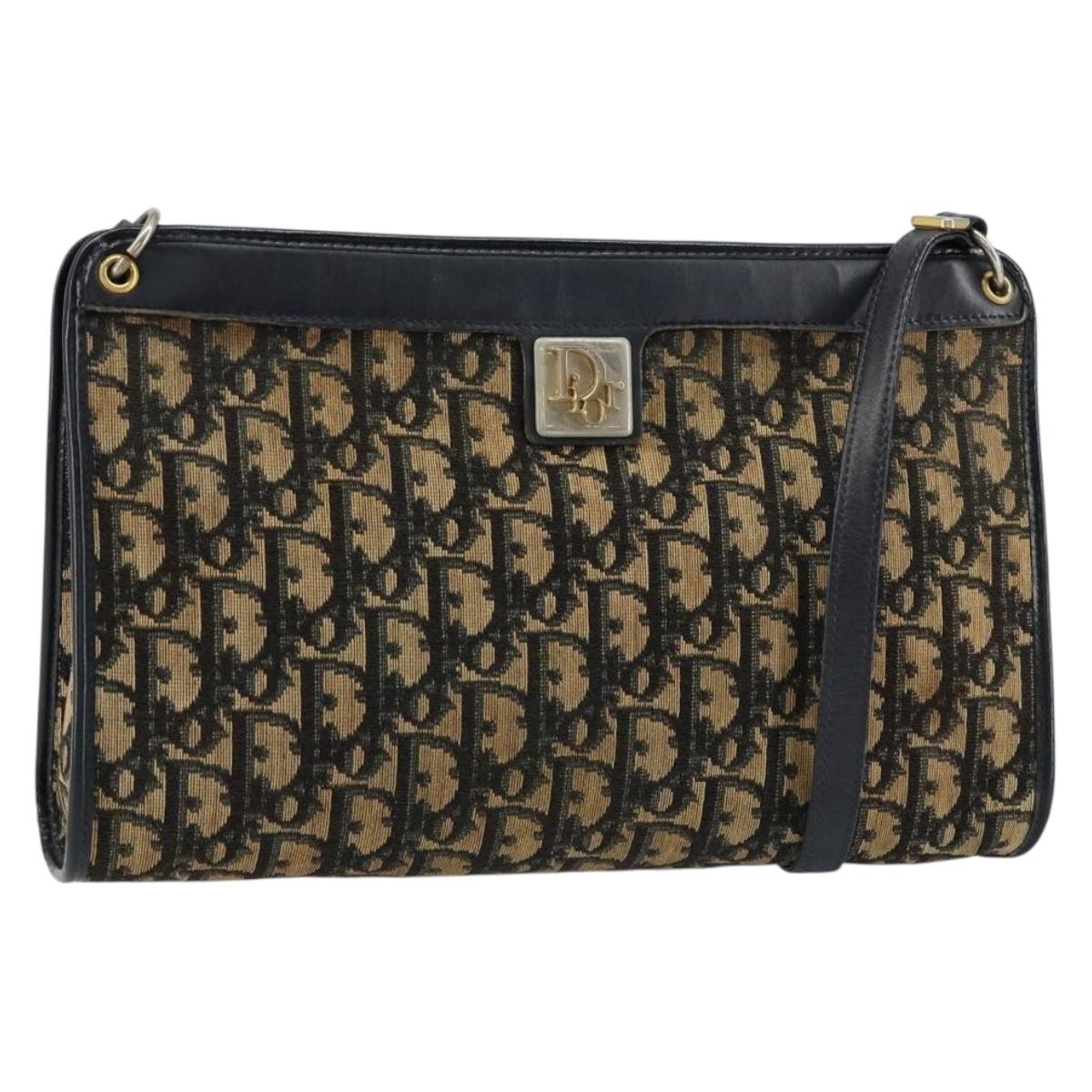 Christian Dior Vintage Trotter Shoulder Bag Canvas medium