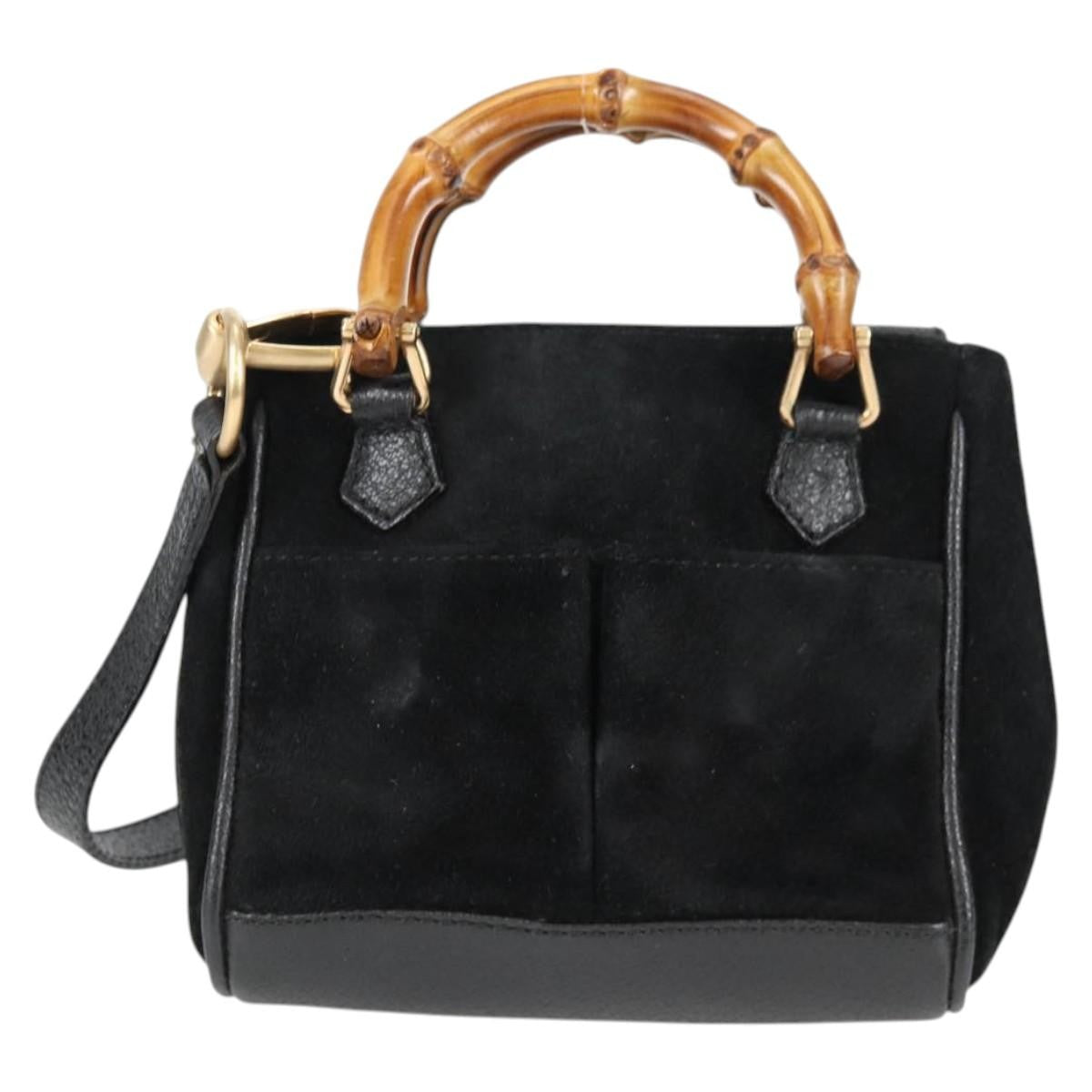 Gucci Vintage Bamboo Front Pocket Suede Mini
