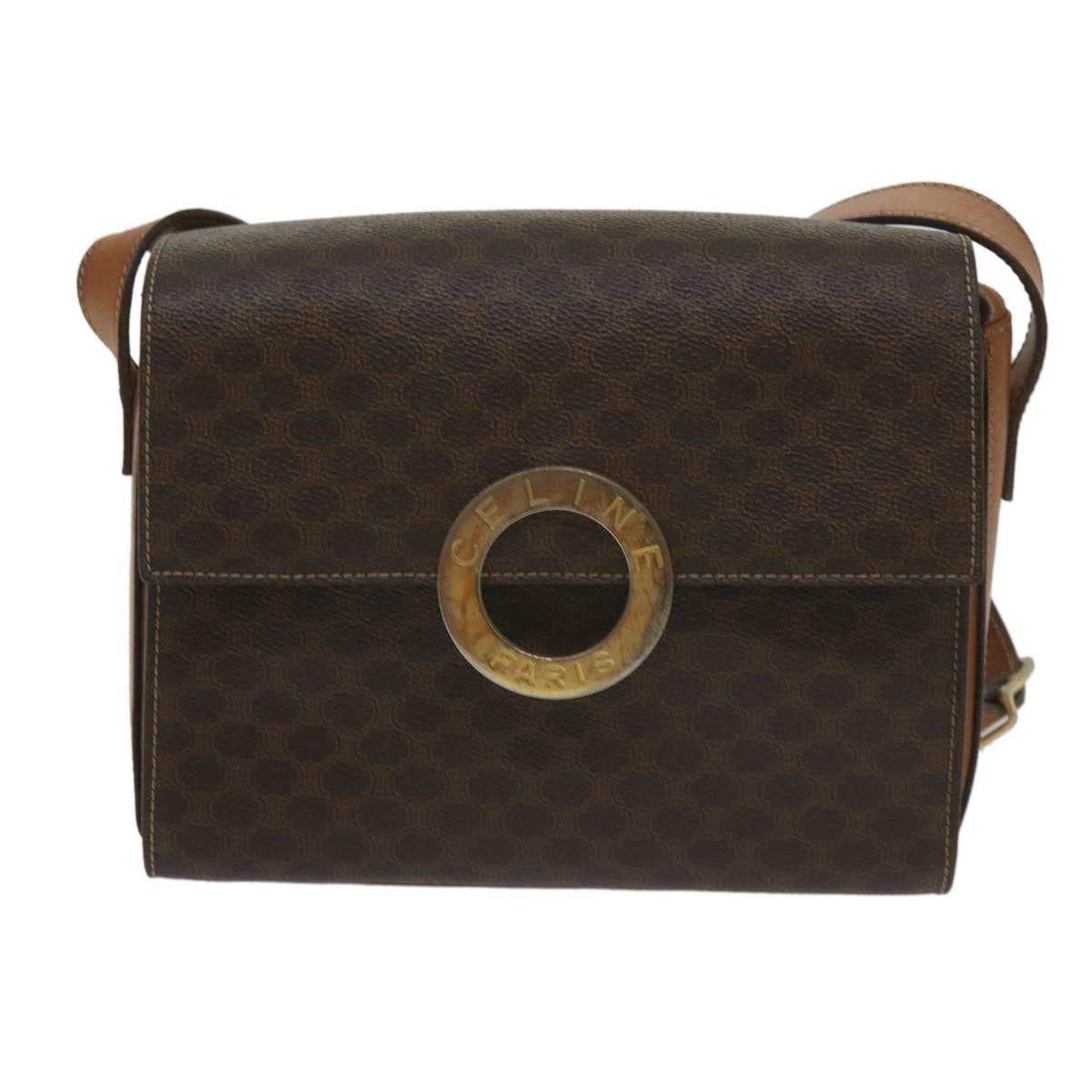 Celine Vintage Macadam Circle Logo Canvas and Leather Product Image