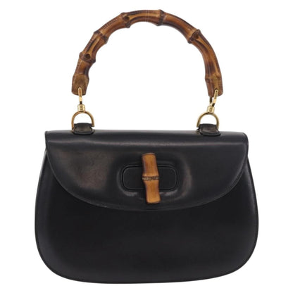 Gucci Vintage Convertible Bamboo Top Handle Leather Medium