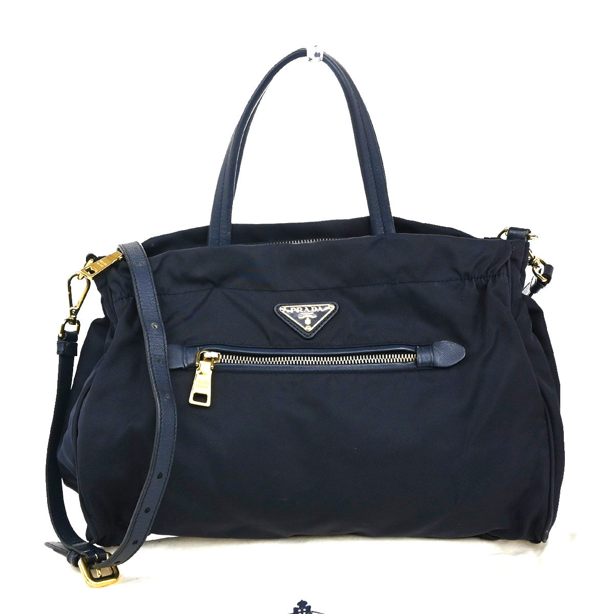 Prada Zip Convertible Shopping Tote Tessuto with Saffiano Leather Medium