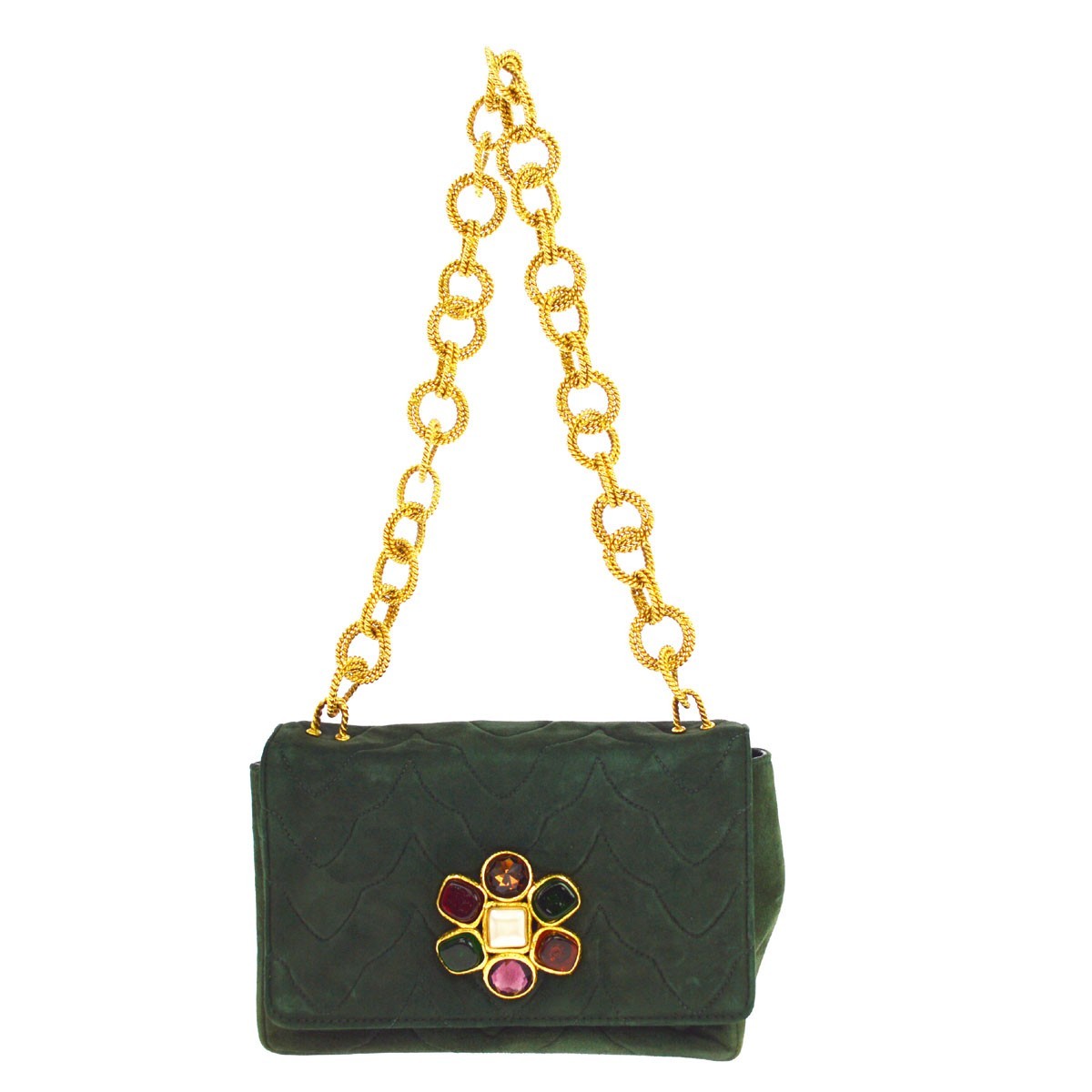 Chanel Vintage Chain Jewel Flap Quilted Velvet Small