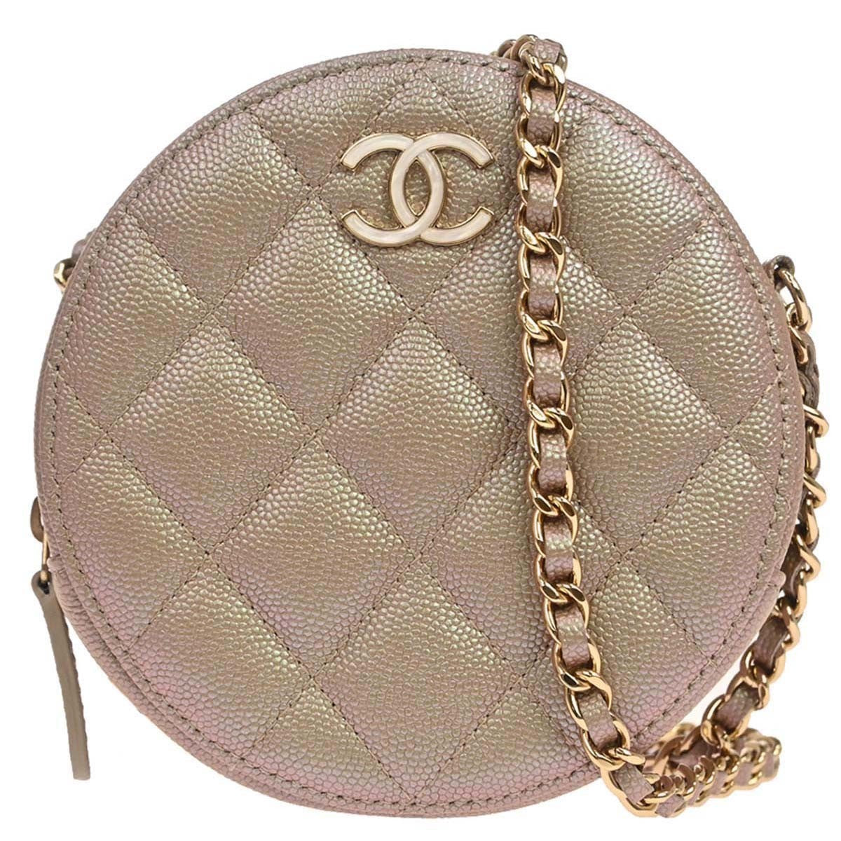 Chanel Round Chain Quilted Caviar Small
