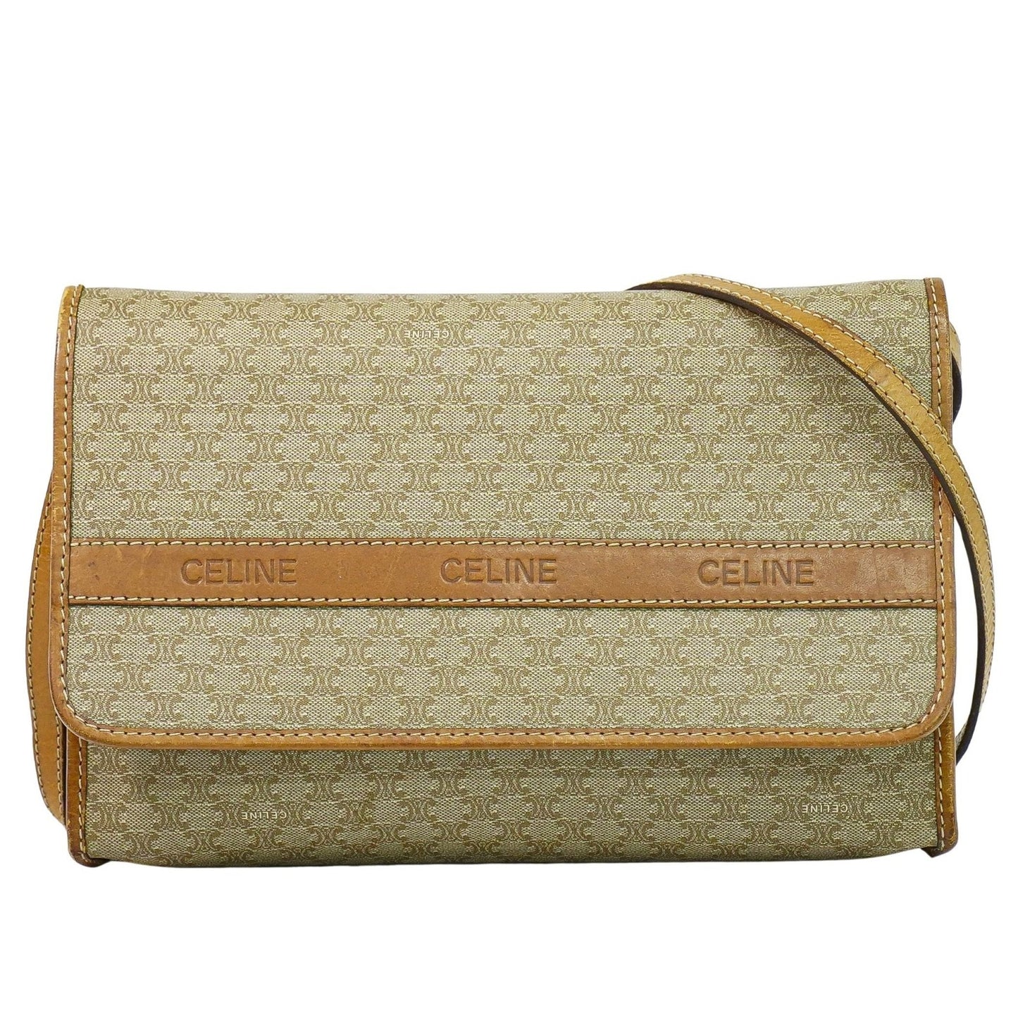 Celine Vintage Macadam Shoulder Bag Canvas Medium
