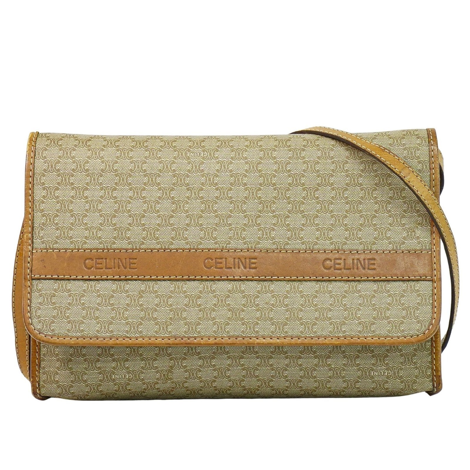 Celine Vintage Macadam Shoulder Bag Canvas Medium