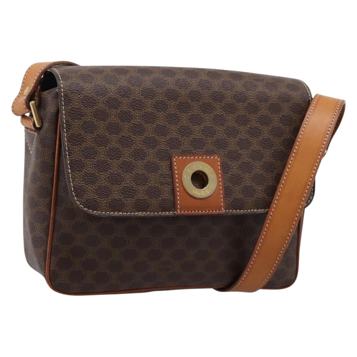 Celine Vintage Macadam Circle Logo Canvas and Leather Product Image