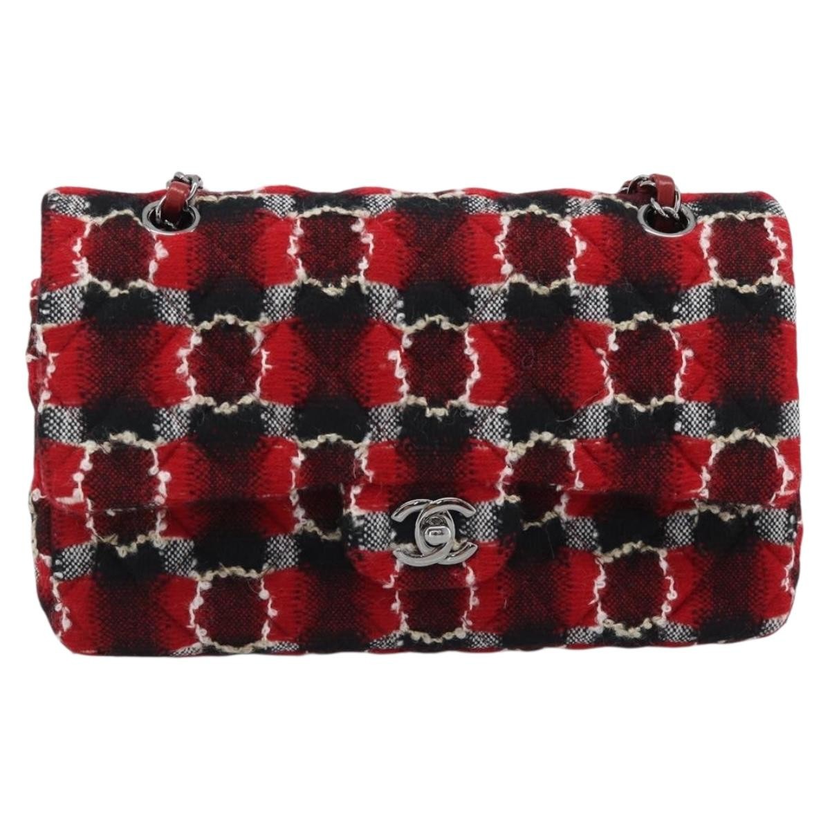 Chanel Classic Timeless Double Flap Quilted Tweed Medium