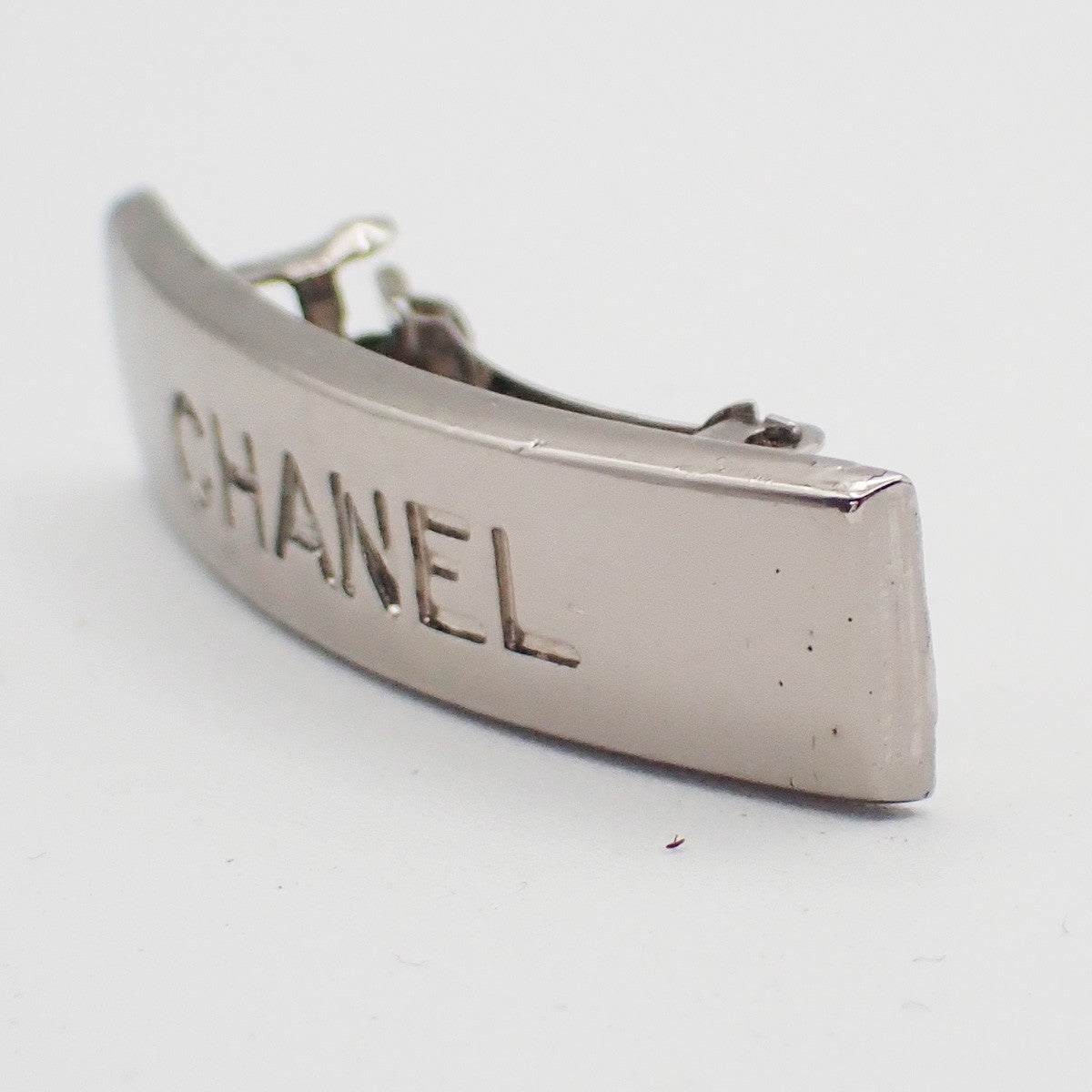 Chanel Logo Hair Barrette Metal Wide