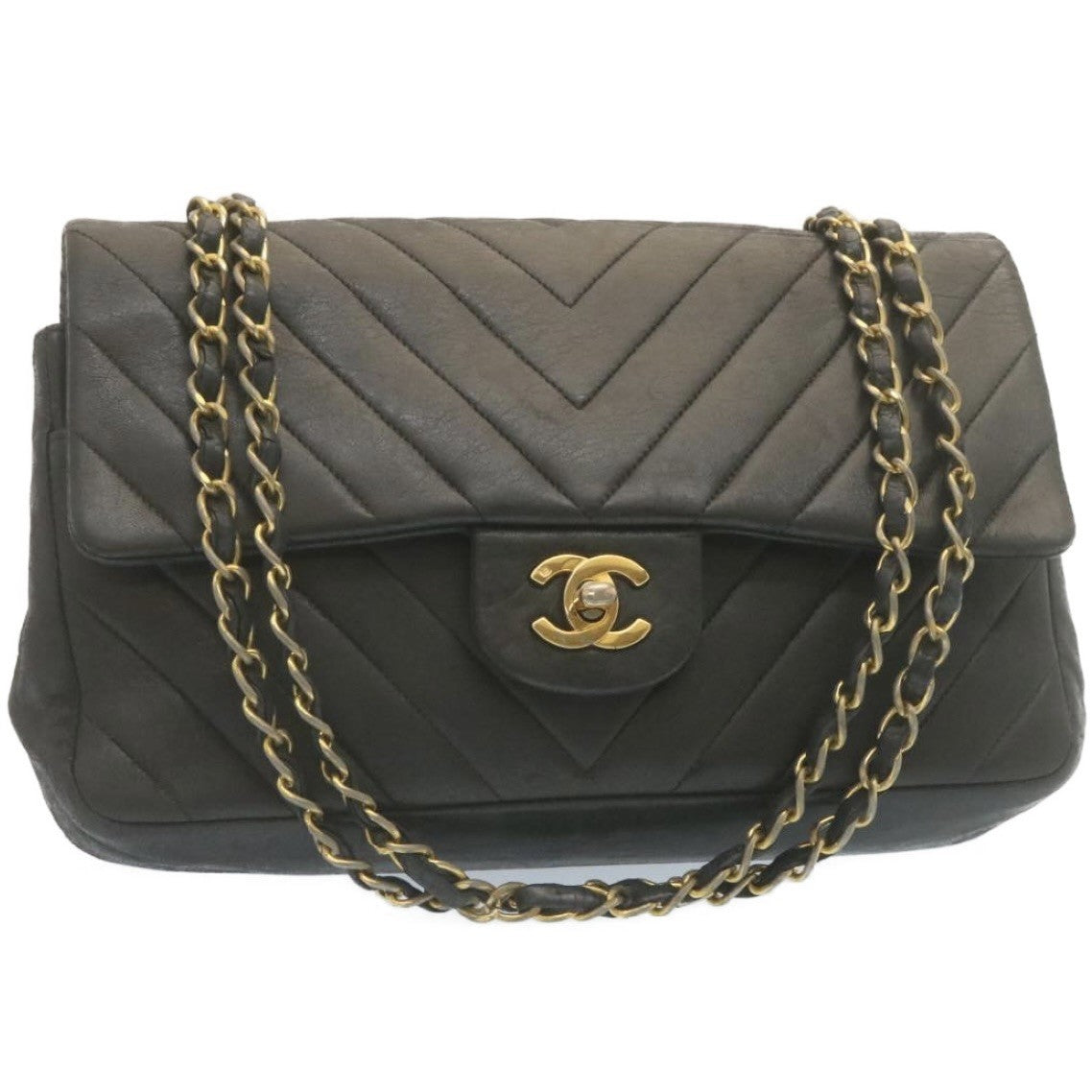 Chanel Vintage Classic Double Flap Chevron Lambskin Medium