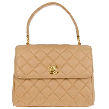 Chanel Vintage Top Handle Flap Bag Quilted Lambskin Small