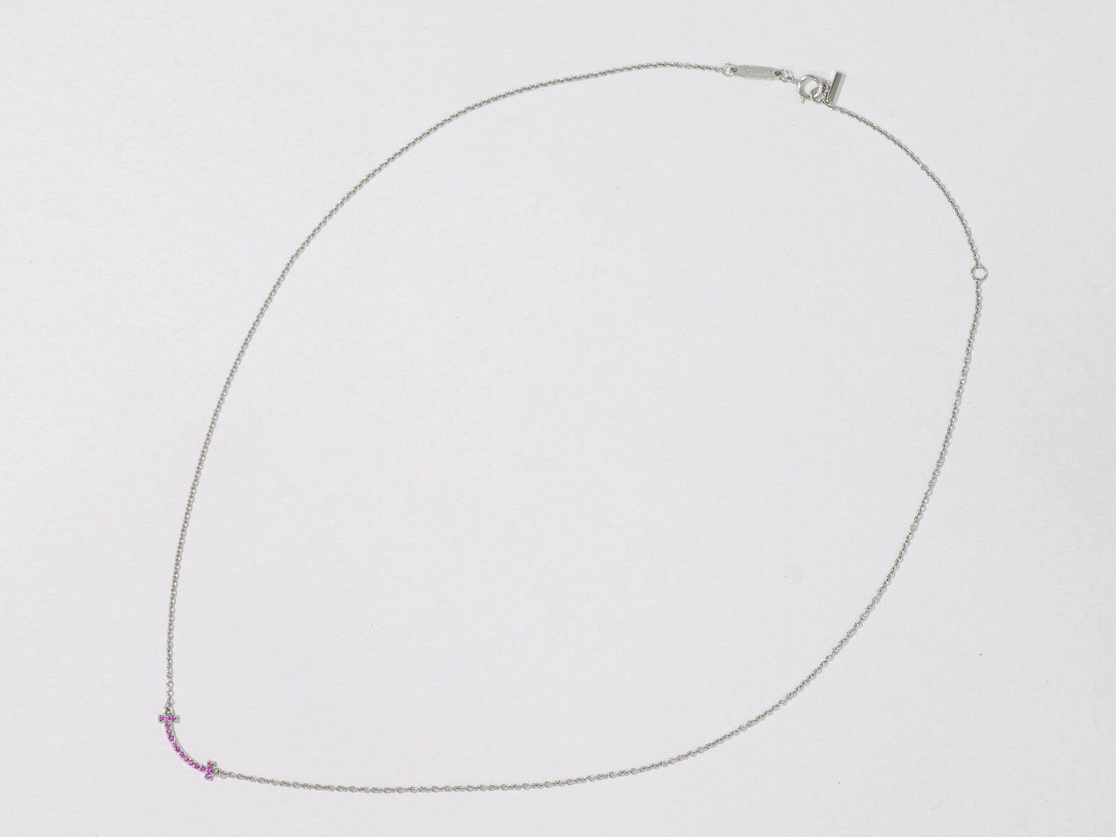 Tiffany & Co. T Smile Pendant 18K White Gold with Pink Sapphires Mini
