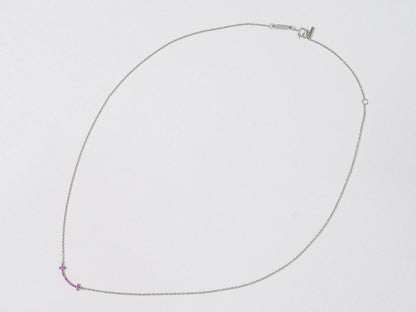 Tiffany & Co. T Smile Pendant 18K White Gold with Pink Sapphires Mini