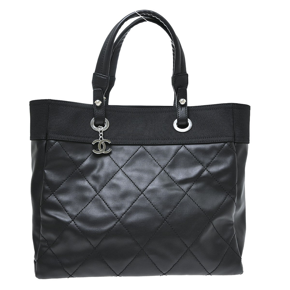Chanel Biarritz Tote Quilted Coated Canvas Large