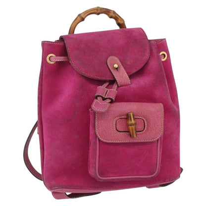 Gucci Vintage Bamboo Backpack Suede Small
