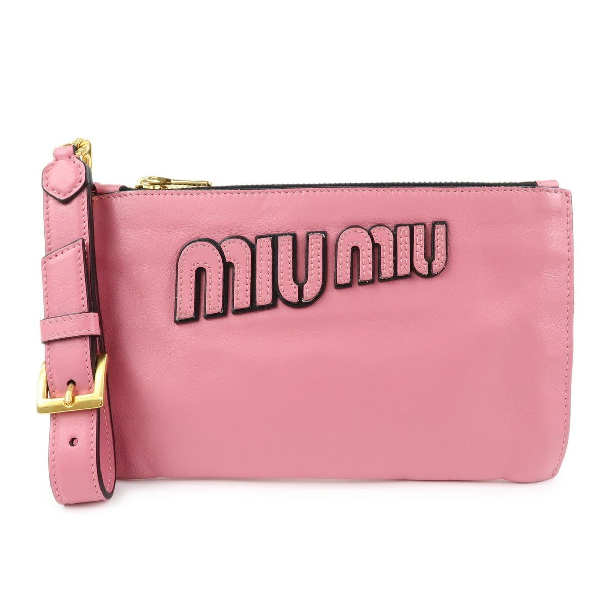 Miu Miu Logo Chain Clutch Shearling Product Image