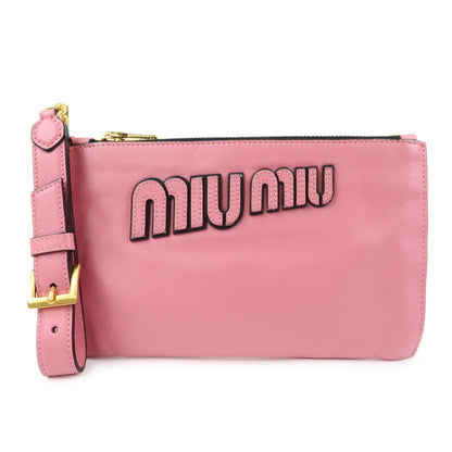 Miu Miu Logo Chain Clutch Shearling Product Image