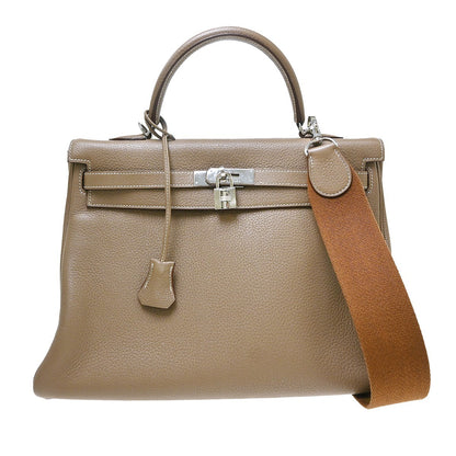 Hermes Kelly Etoupe Clemence with Palladium Hardware 35