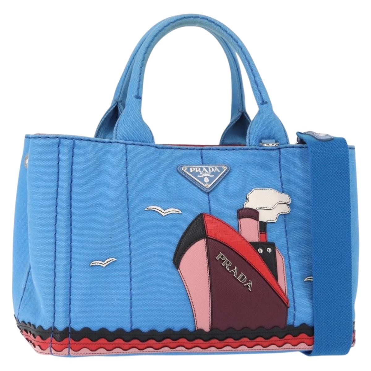 Prada Canapa Convertible Tote Canvas with Applique Mini