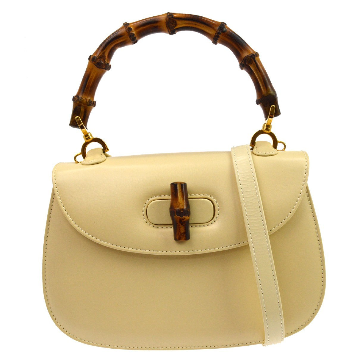 Gucci Vintage Bamboo Top Handle Leather Medium