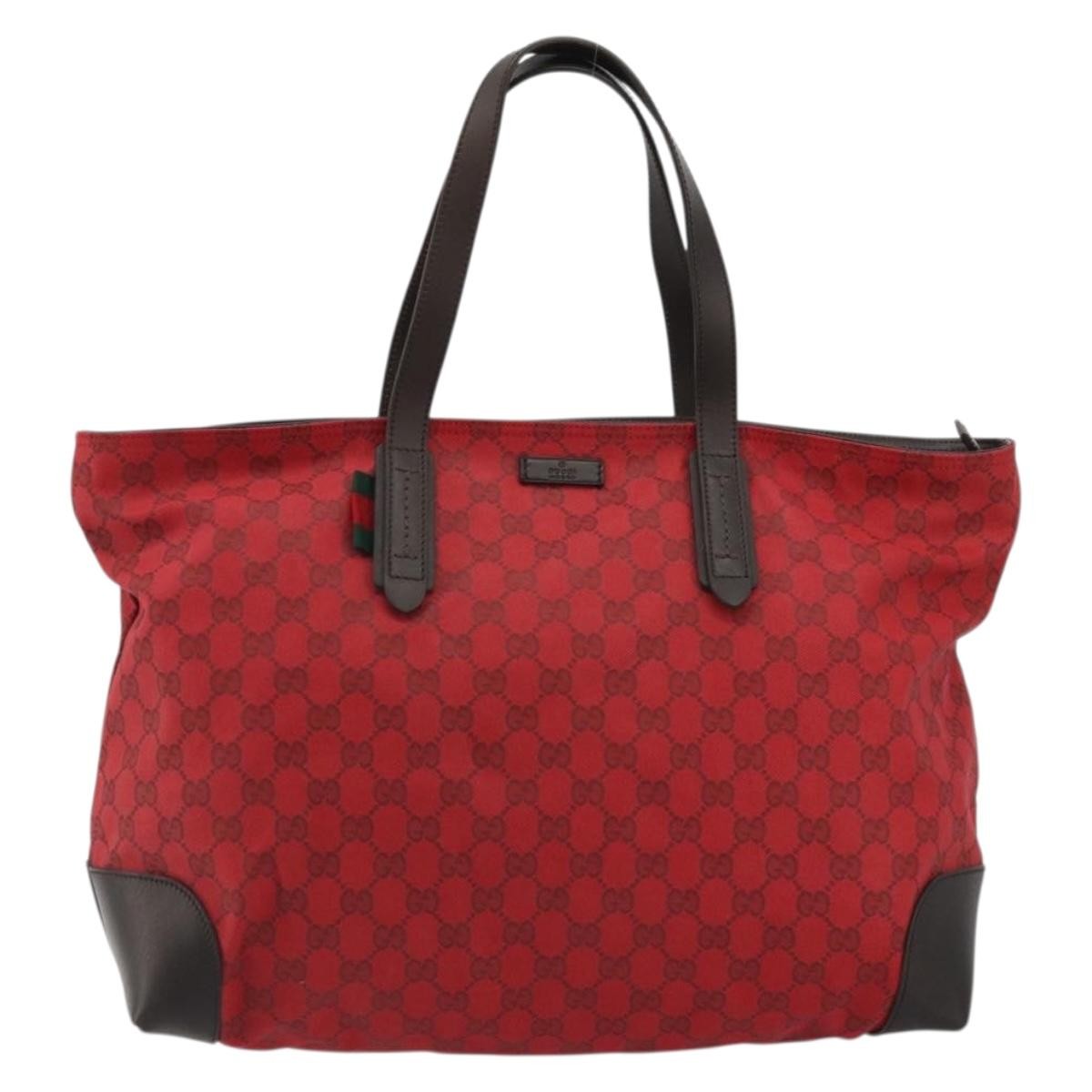Gucci Original Zip Tote GG Canvas with Leather Large