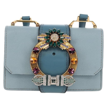 Miu Miu Madras Crystal Buckle Leather Small