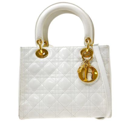 Christian Dior Lady Dior Cannage Quilt Patent Medium