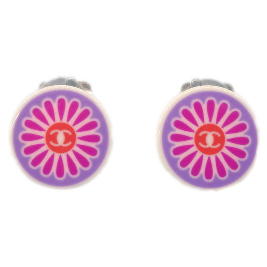 Chanel Vintage CC Round Button Clip-On Earrings Metal Product Image