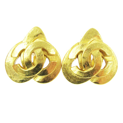 Chanel Vintage CC Heart Cut Out Drop Clip-On Earrings Metal Product Image