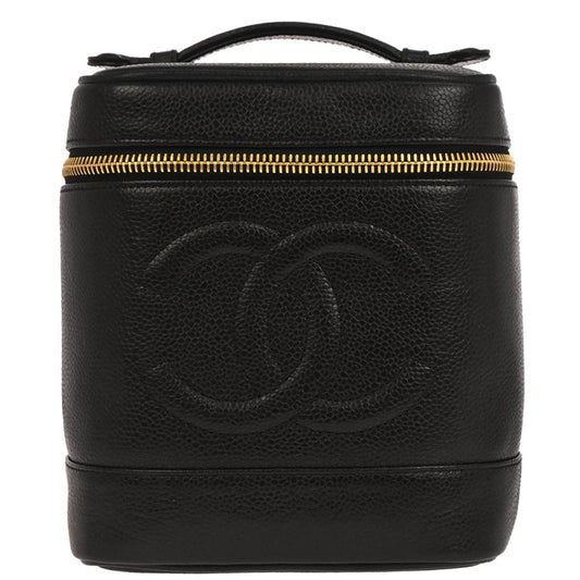 Chanel Vintage Timeless Cosmetic Case Caviar Tall