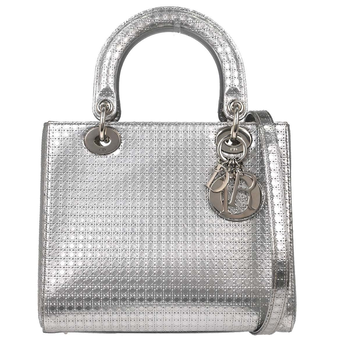 Christian Dior Lady Dior Micro Cannage Metallic Calfskin Medium